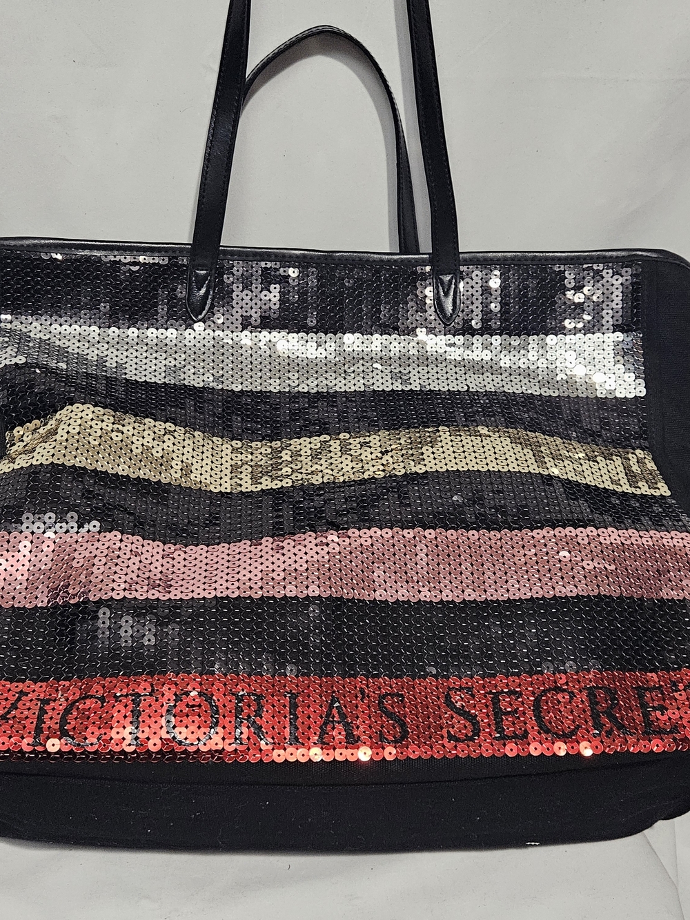 Victoria's Secret 2017 Holiday Sequin Stripe Large Weekender Tote Bag 11117941